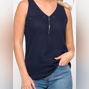 Elegant Navy Blue Sleeveless Top
